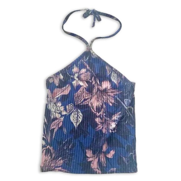 Me to We Tops - ME TO WE - 90's Purple floral halter top